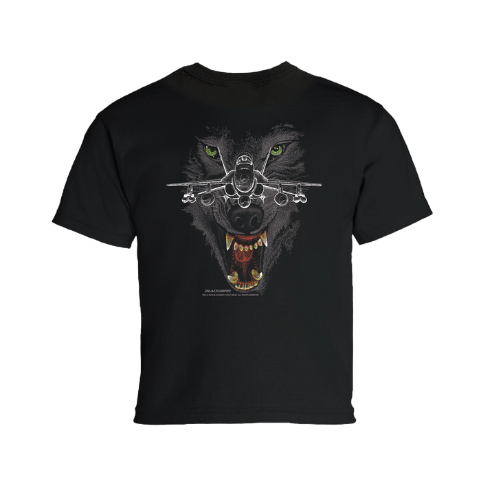 F-18 HUNTER YOUTH TEE (BACK WOLF GRAPHIC)