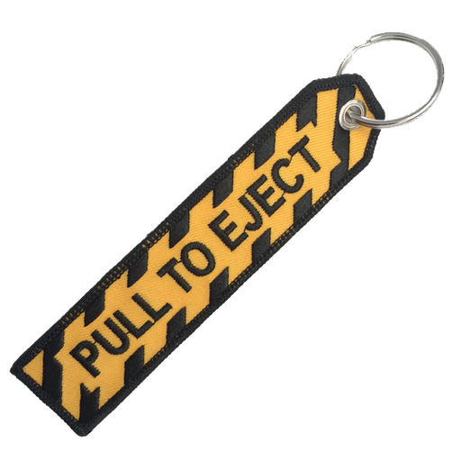PULL TO EJECT BLACK AND GOLD KEYCHAIN