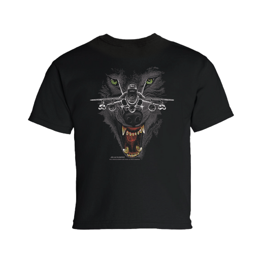 F-18 HUNTER YOUTH TEE (BACK WOLF GRAPHIC)