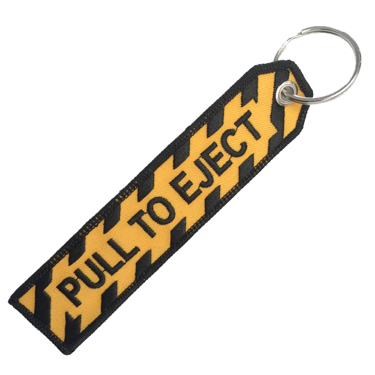PULL TO EJECT BLACK AND GOLD KEYCHAIN Blackbird Flight Wear