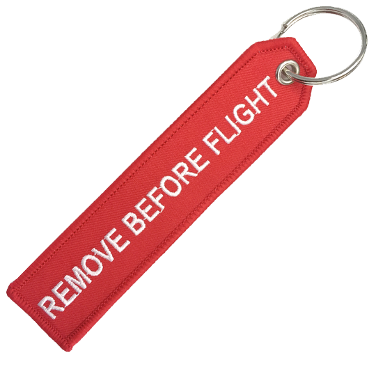 REMOVE BEFORE FLIGHT RED KEYCHAIN — Blackbird Flight Wear